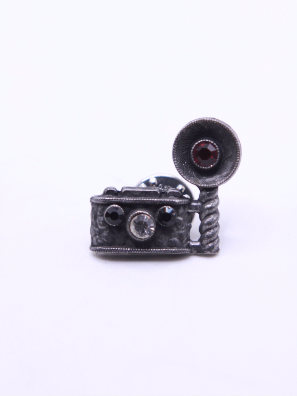 Vintage Style Camera Pewter with rhinestones Lapel Pin